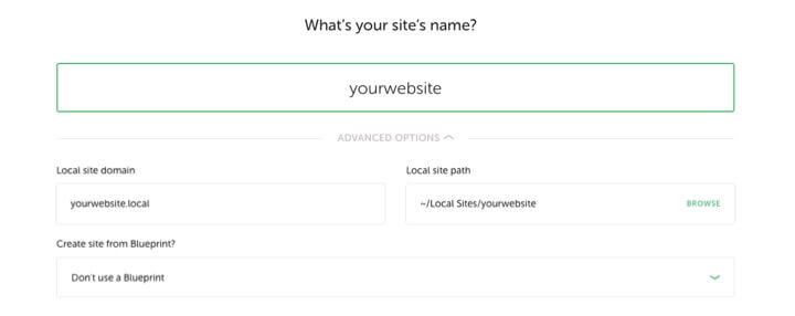WordPress local - What's your site's name?