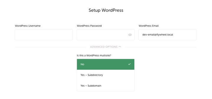 WordPress Local - Setup WordPress access details